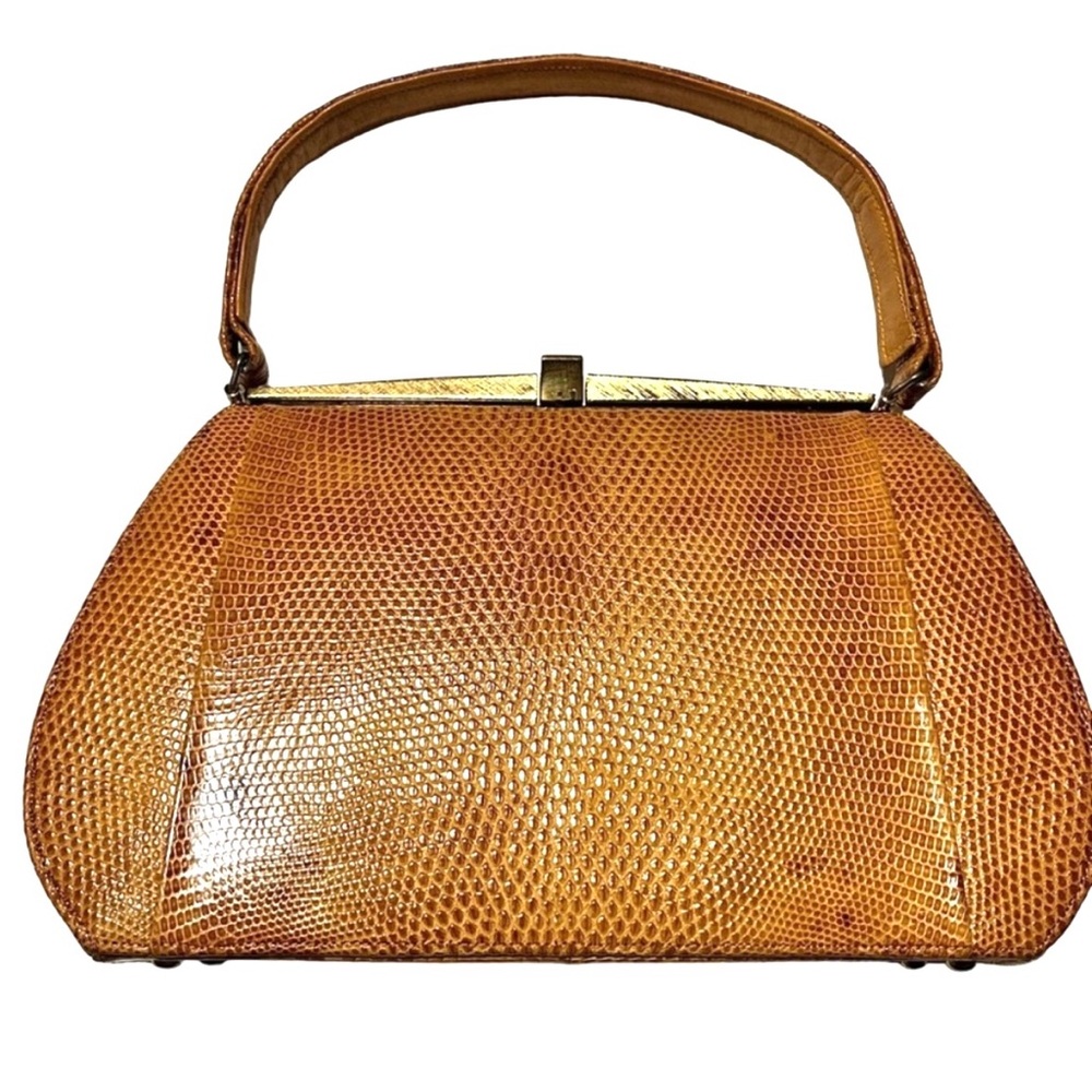Elegant Vintage Tan Bellestone Frame Handbag